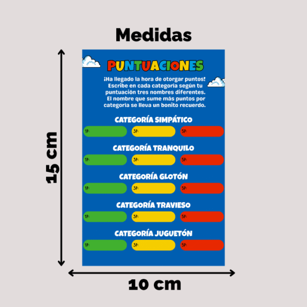 Tarjeta Puntuaciones Nº3 - Imagen 2
