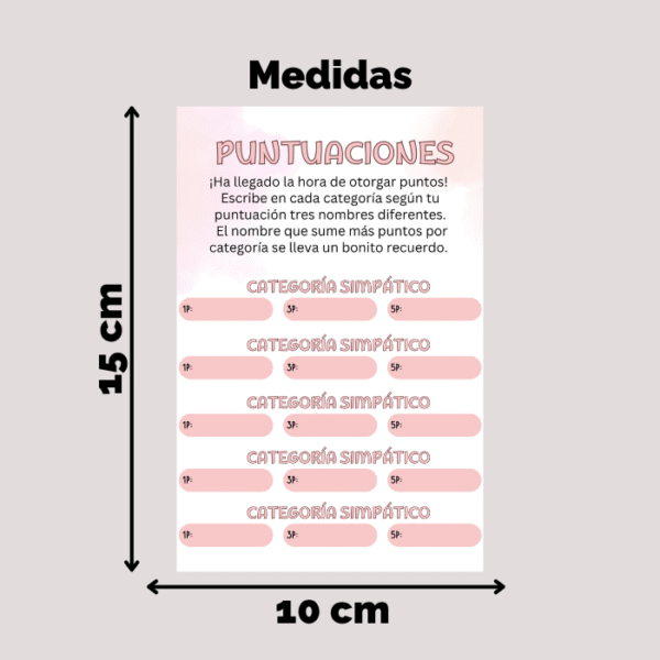 Tarjeta Puntuaciones Nº4 - Imagen 2