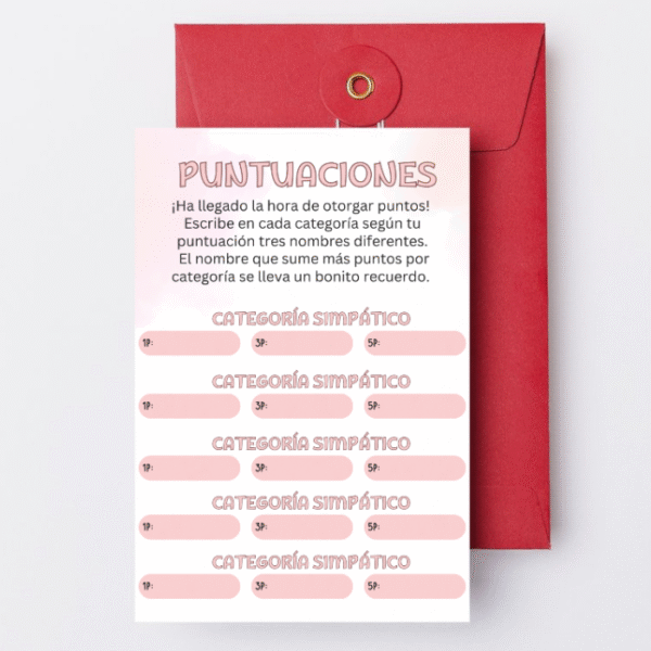 Tarjeta Puntuaciones Nº4 - Imagen 4