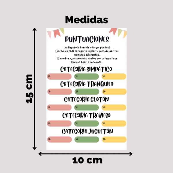 Tarjeta Puntuaciones Nº1 - Imagen 2