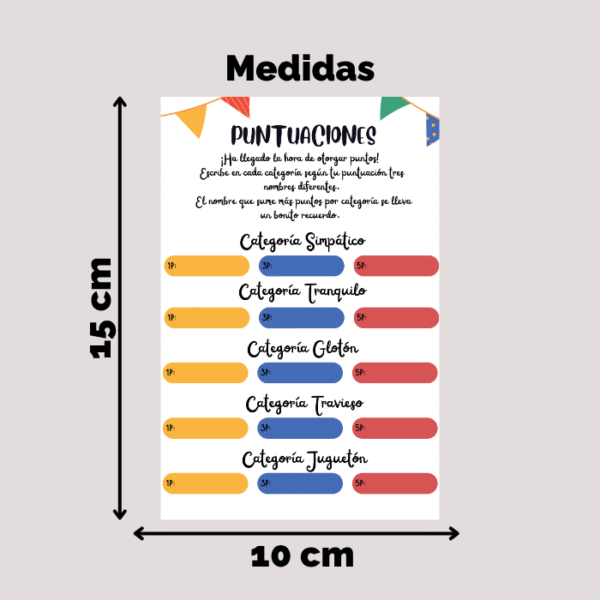 Tarjeta Puntuaciones Nº2 - Imagen 2